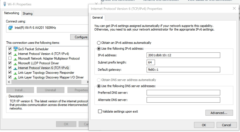 manual ipv6 address assignment